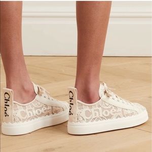 CHLOE Lauren Lace Sneakers in Ivory